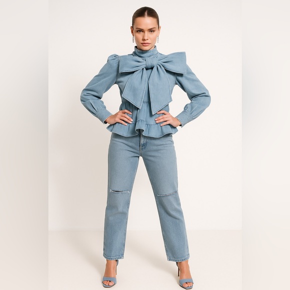 Fashion Nova Denim - Fashion Nova Bend The Rules Slouch Fit Jeans Light Blue Wash - Size 13